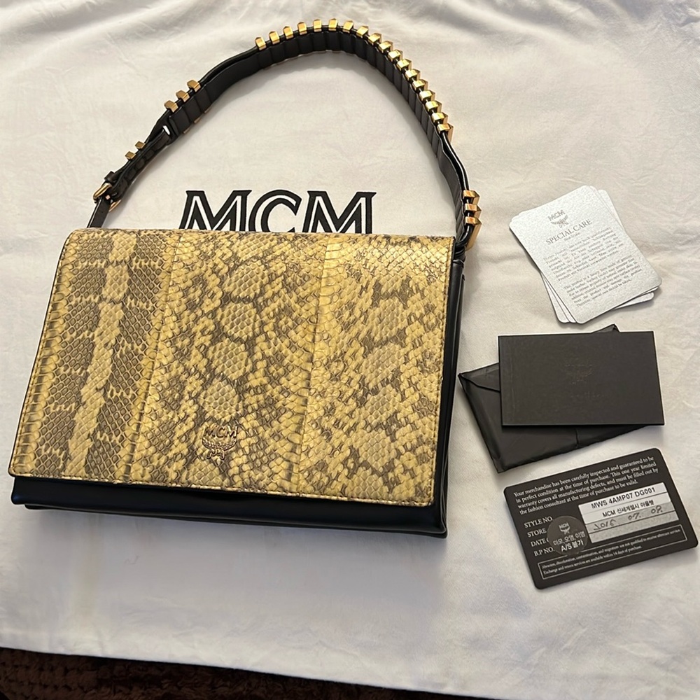 Authentic Mcm Python Soft Leather Shoulder/Clutch… - image 1